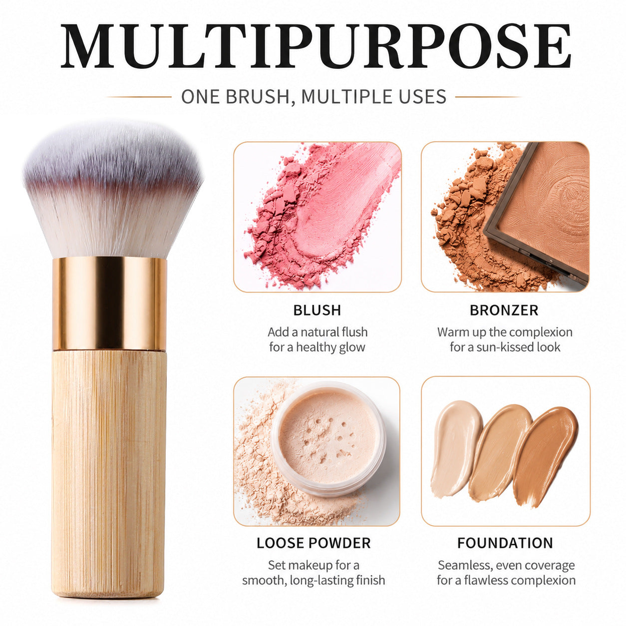 Bamboo Handle Makeup Brush for Foundation and Concealer