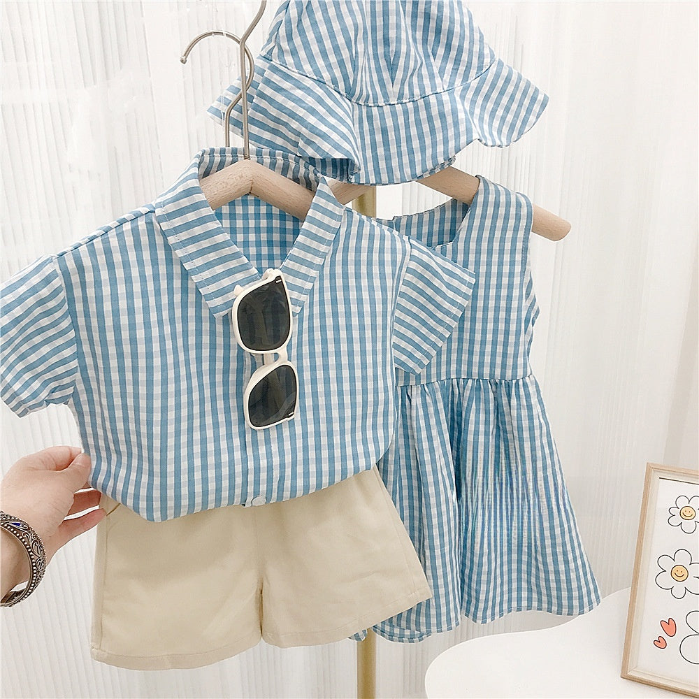 Kids Plaid Shirt and Shorts Set