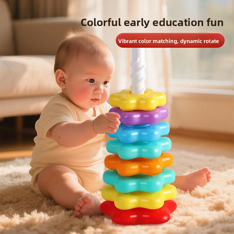 Rainbow Rotating Stacking Tower Toy for Infants
