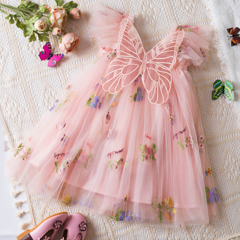 Girls Butterfly Wing Mesh Dress