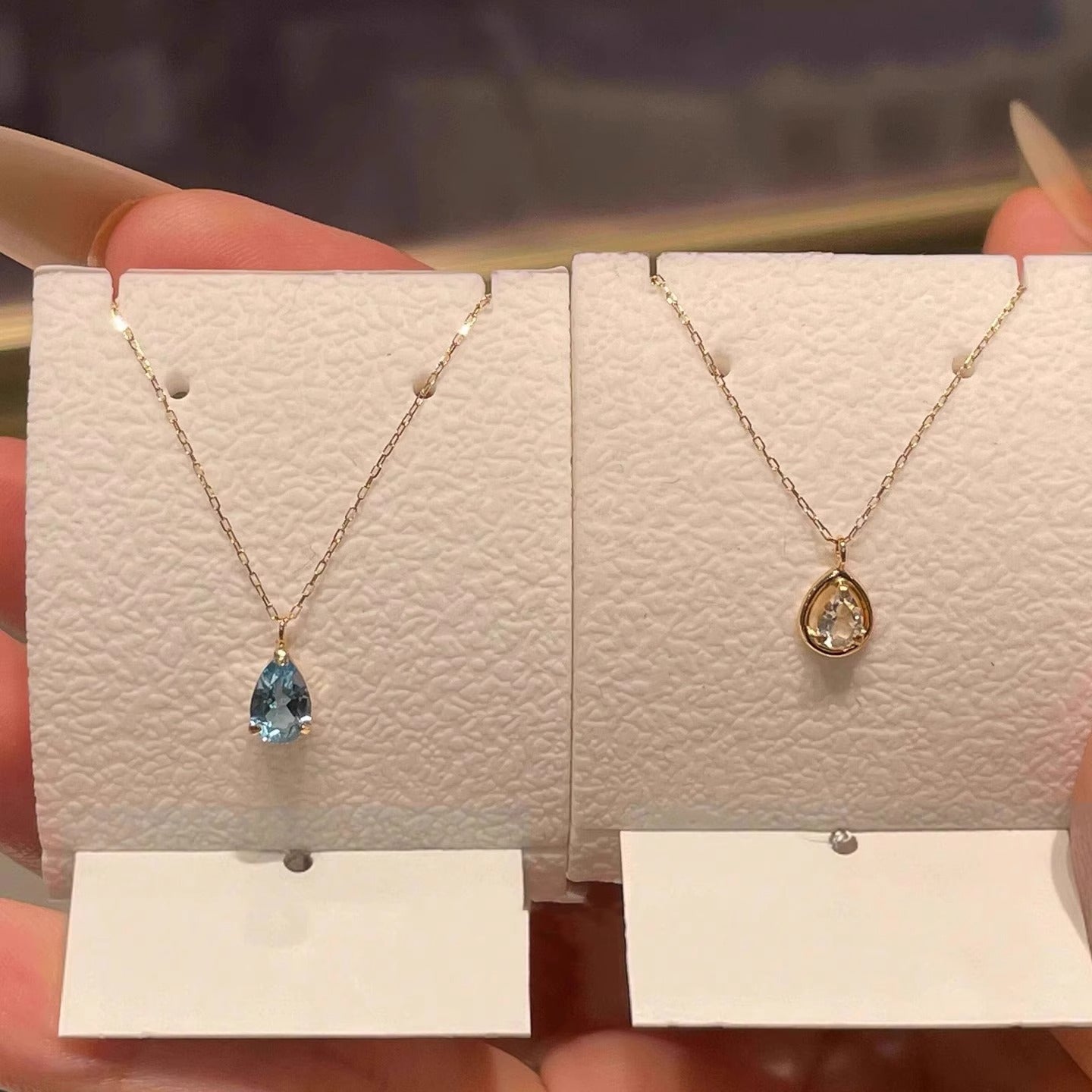 Aquamarine Water Drop Pendant Necklace