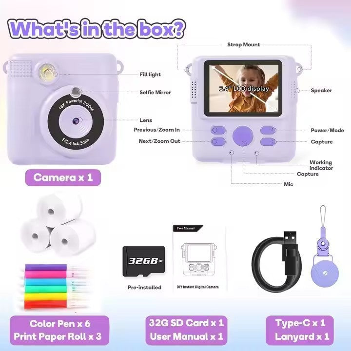 Kids Instant Print Camera