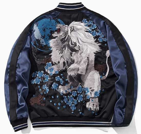 Spring and Autumn Chinese Style Heavy Industry Yokosuka Jacket Coat for Men and Women with Embroidered Nine-Tailed Fox Chinese Style Baseball Jacket Retro Personality