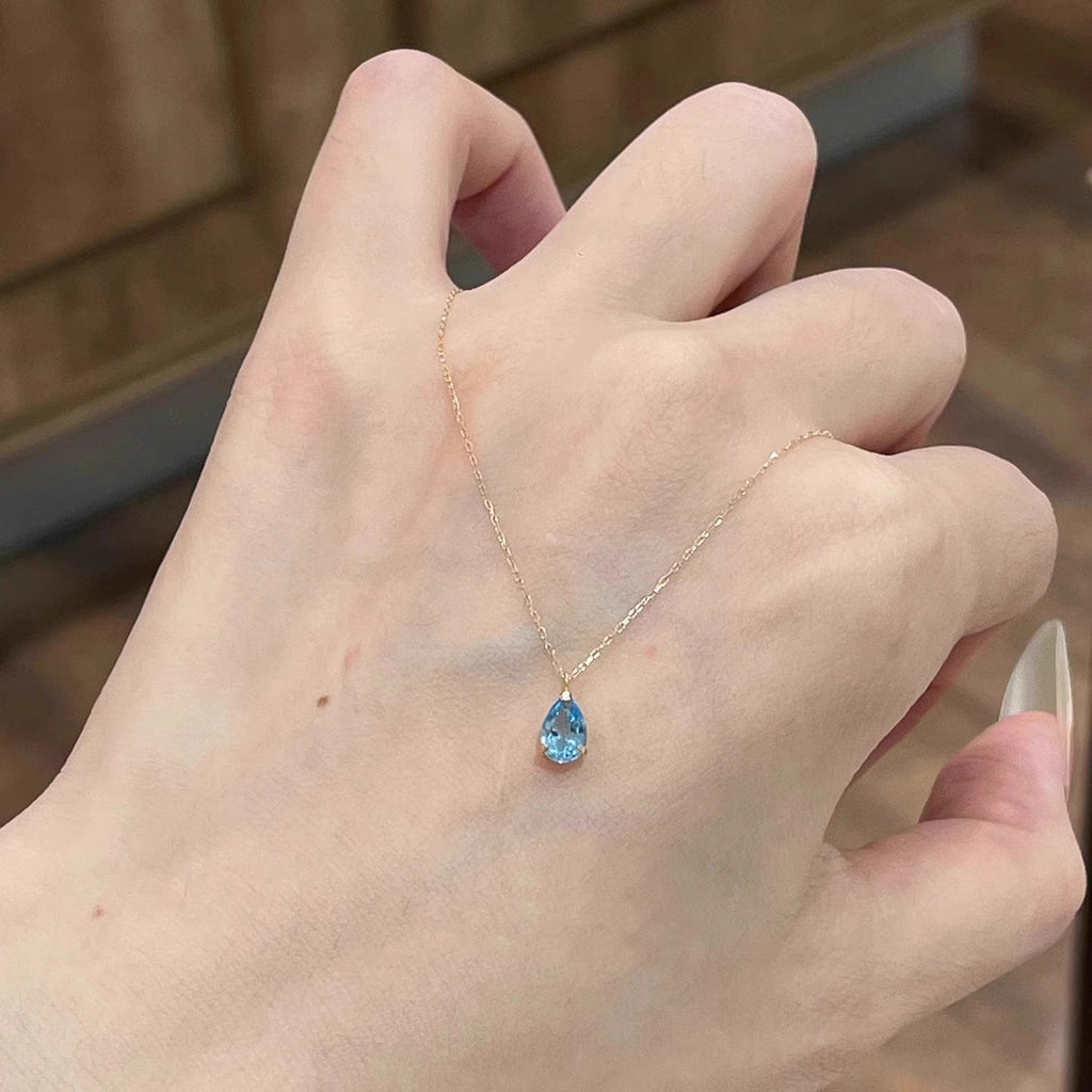 Aquamarine Water Drop Pendant Necklace
