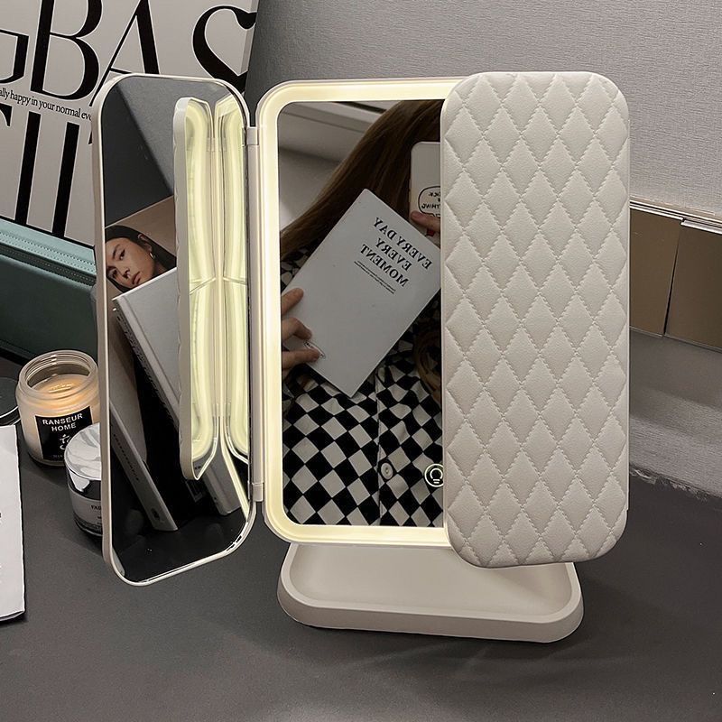 LED Makeup Mirror with Light Foldable Desktop