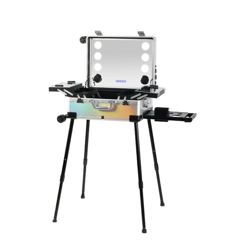 Professional Makeup Artist Case with Lighted Mirror and Wheels