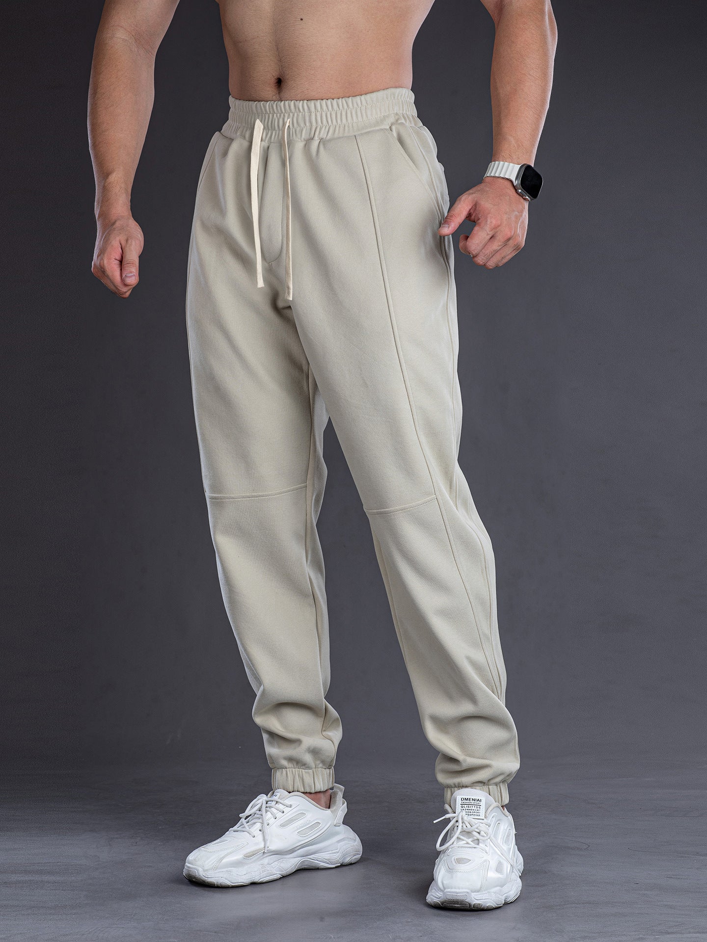 Men Solid Color Loose Fit Drawstring Sweatpants for Sports and Casual
