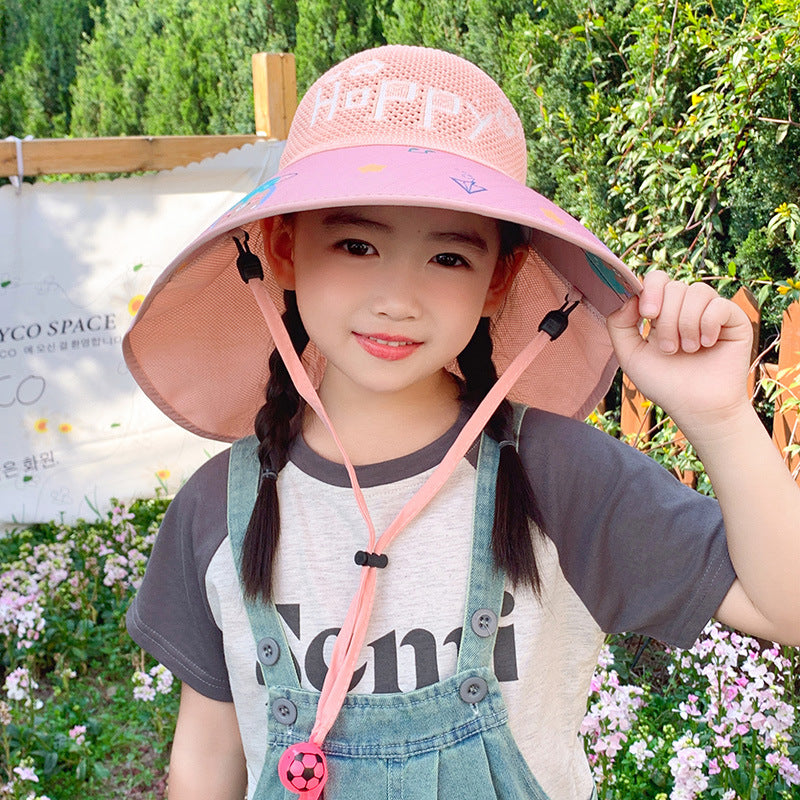 Kids USB Fan Sun Hat with Wide Brim