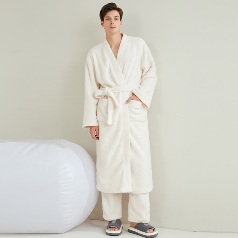 Coral Fleece Long Nightgown for Men and Women