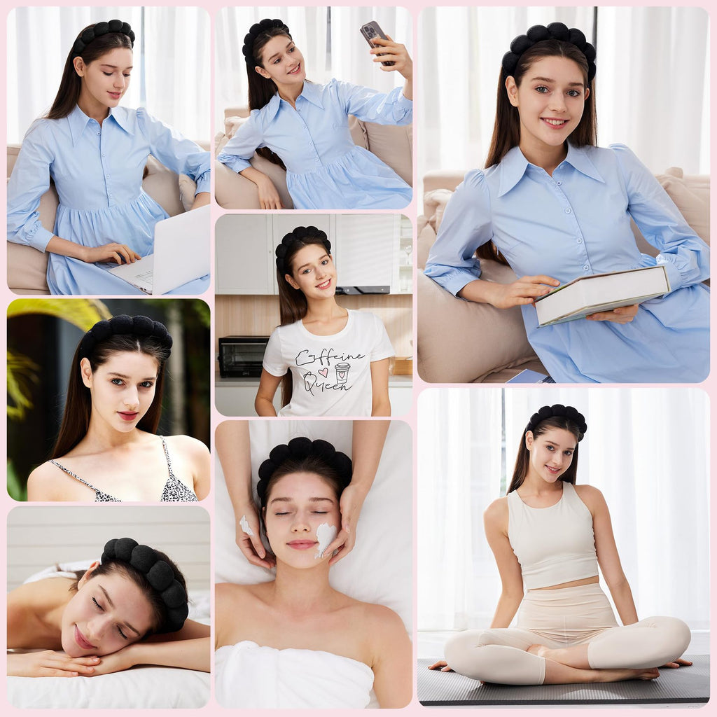 Women Headband and Wristband Set for Skincare