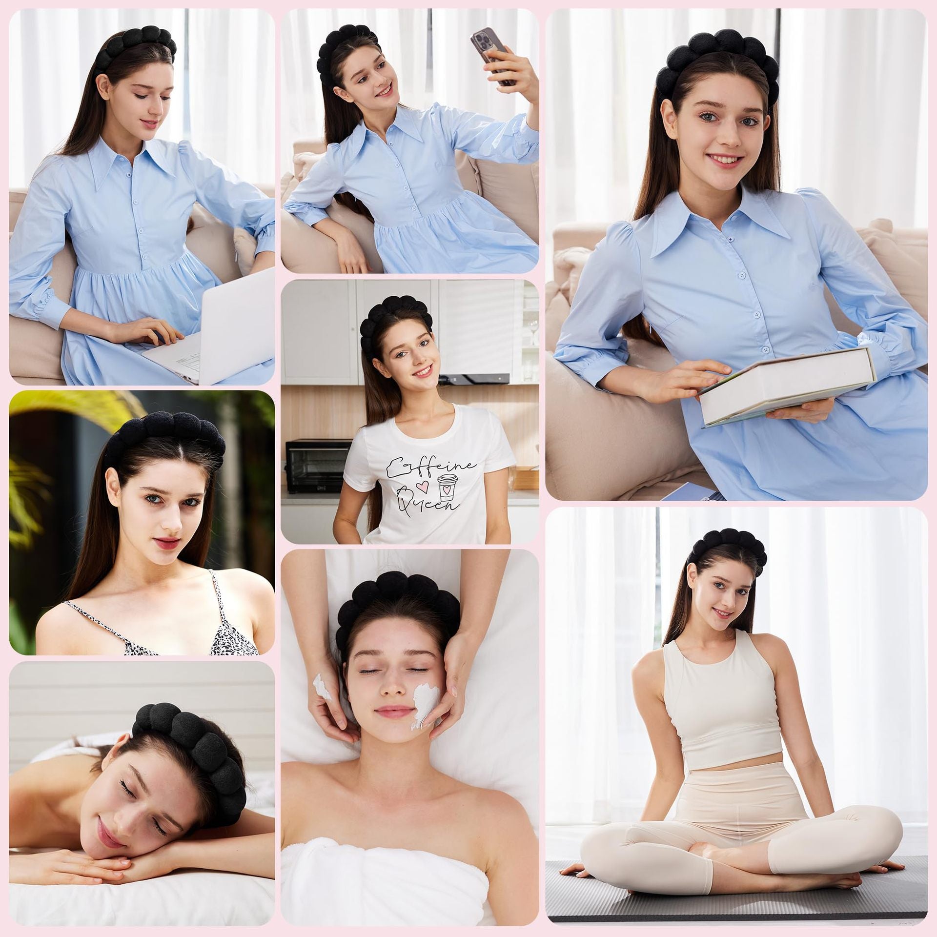 Women Headband and Wristband Set for Skincare