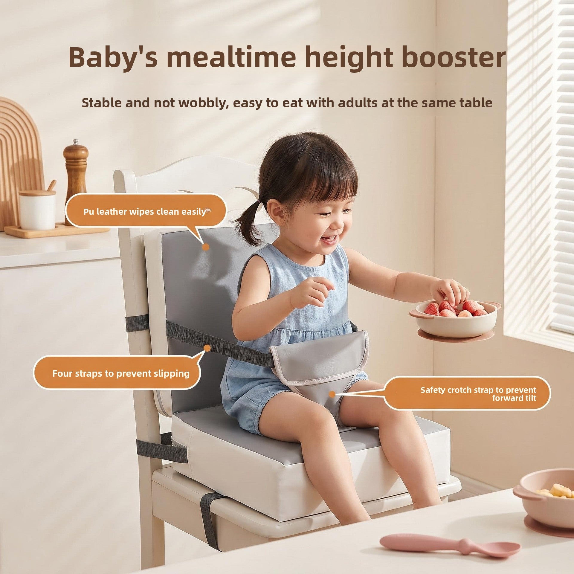 Foldable Portable Baby High Chair with Safety Belt