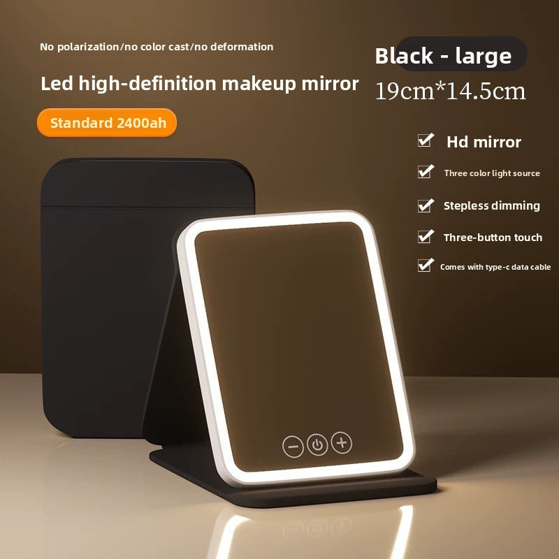 Folding LED Makeup Mirror with Adjustable Light