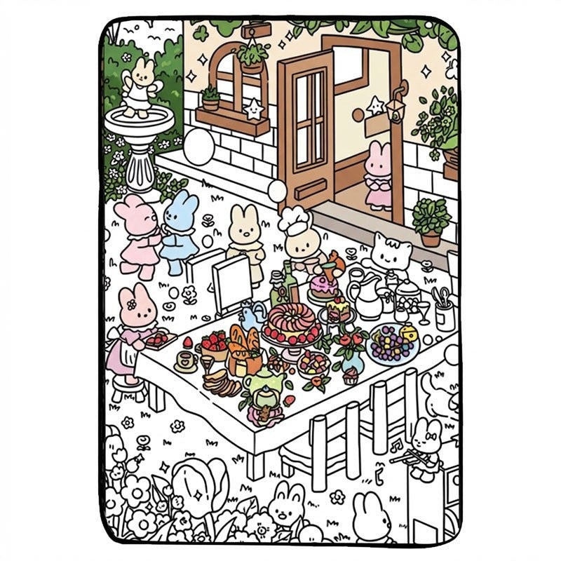 Kids Drawing Blanket with Washable Pens