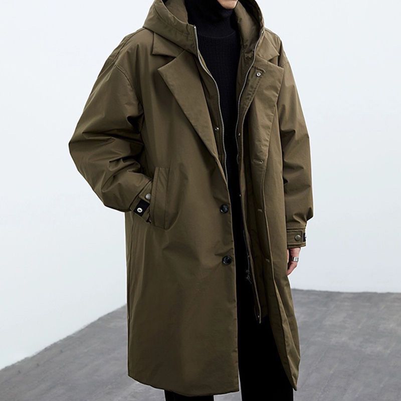 Mid-Length Hooded Trench Parka for Men