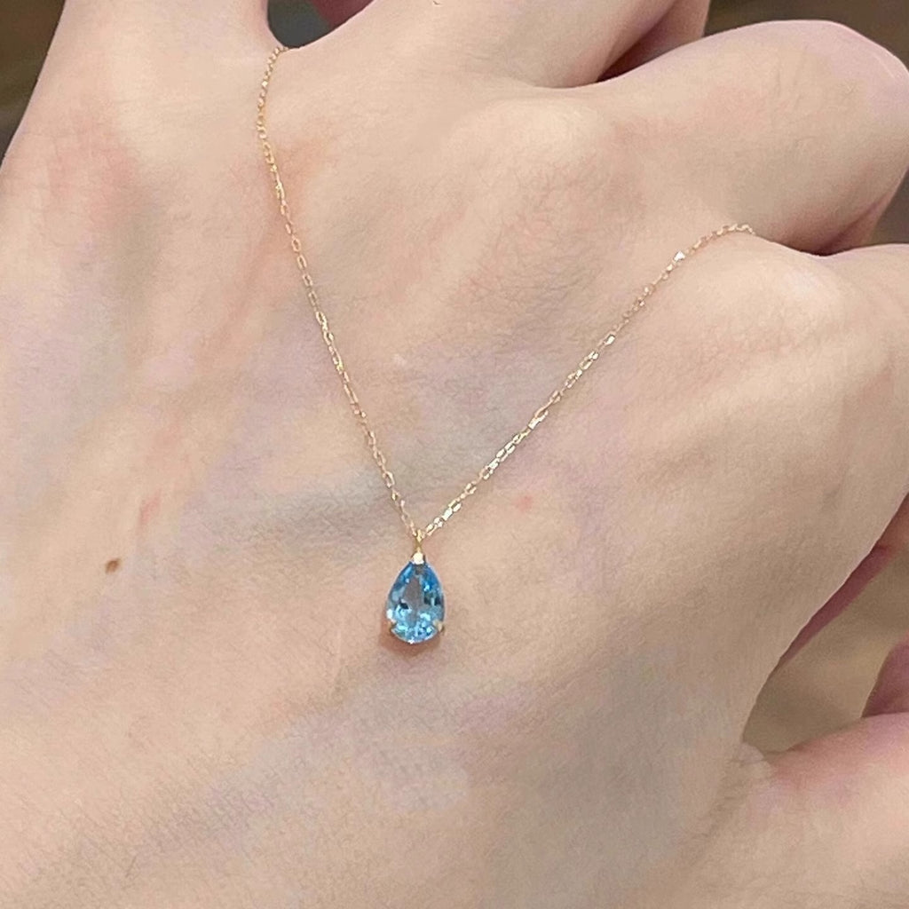 Aquamarine Water Drop Pendant Necklace