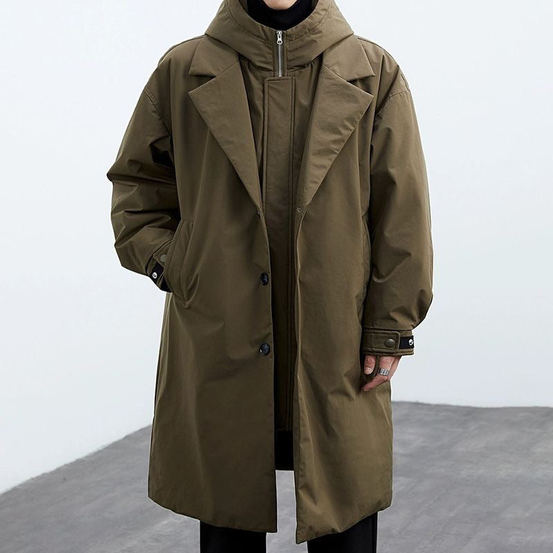 Mid-Length Hooded Trench Parka for Men