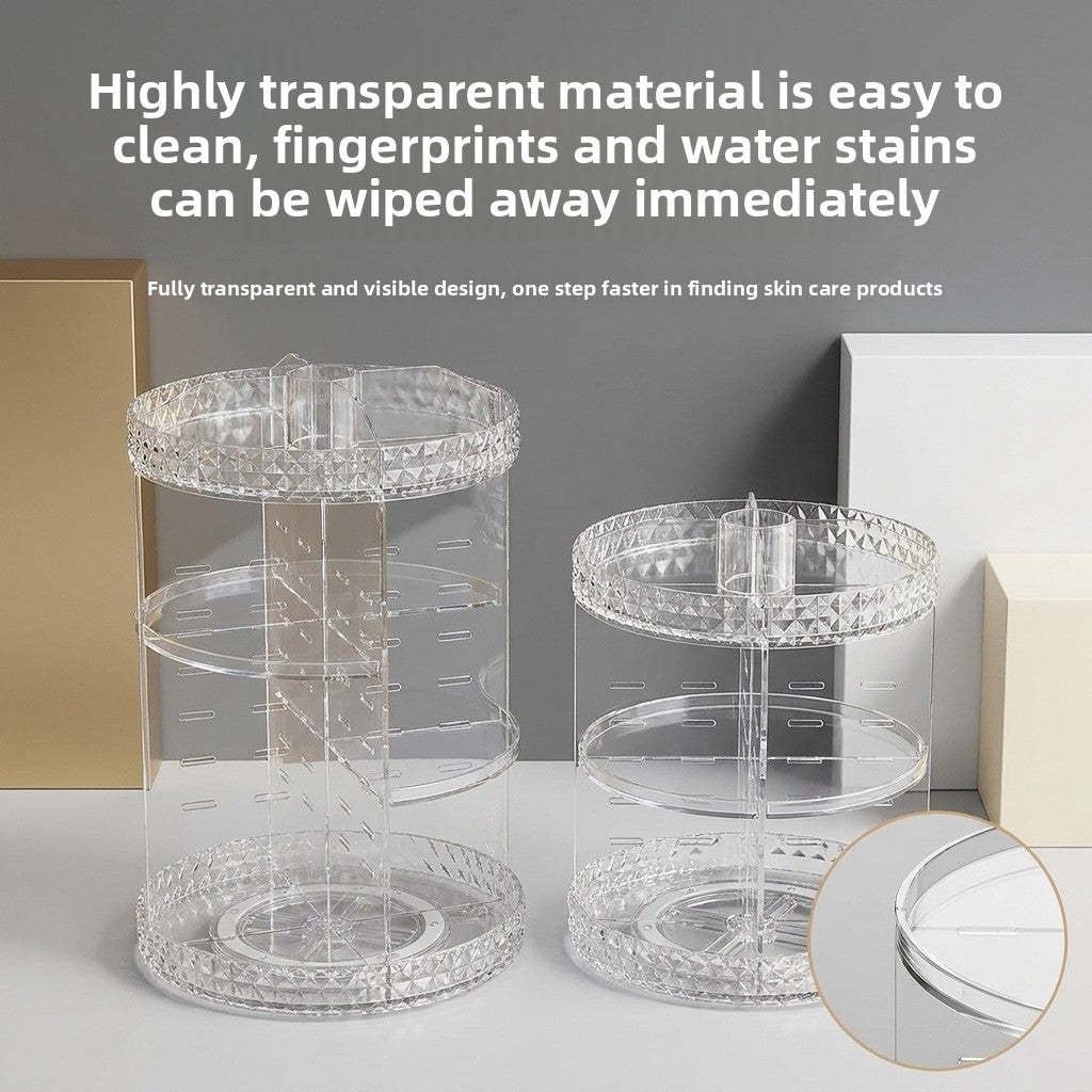 Rotating Makeup Storage Box Transparent Desktop Organizer