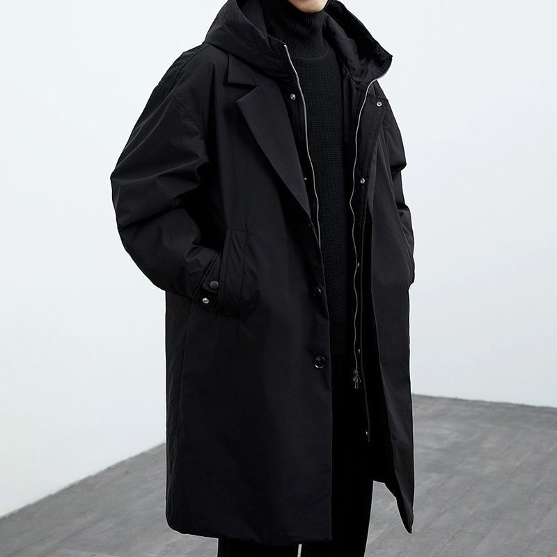 Mid-Length Hooded Trench Parka for Men