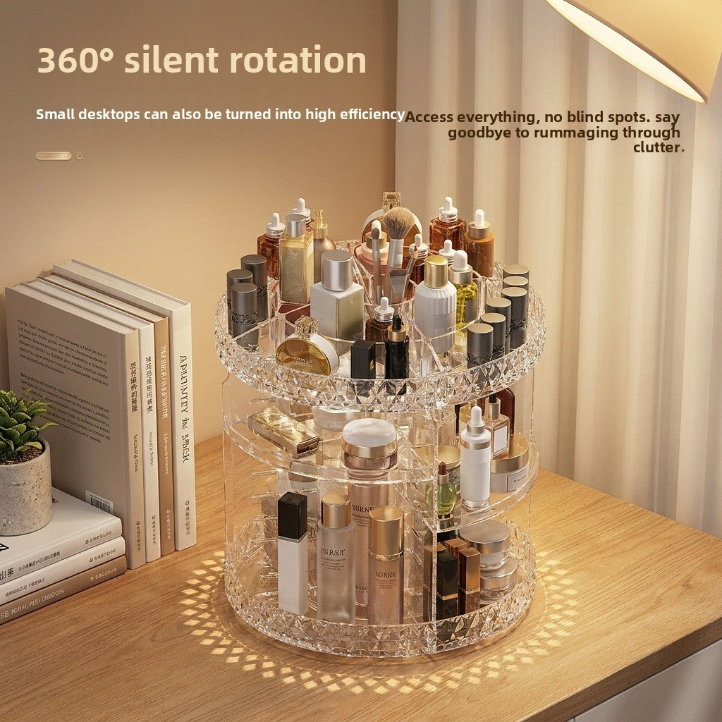 Rotating Makeup Storage Box Transparent Desktop Organizer