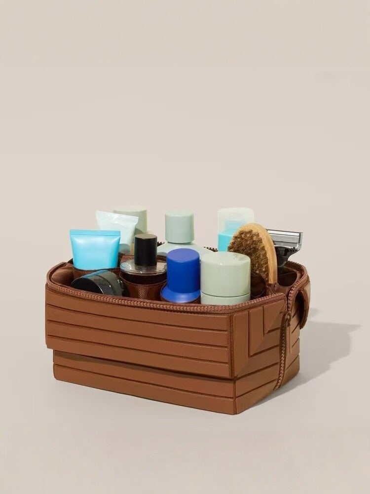 Geometric Stripe Makeup Bag Waterproof Toiletry Organizer