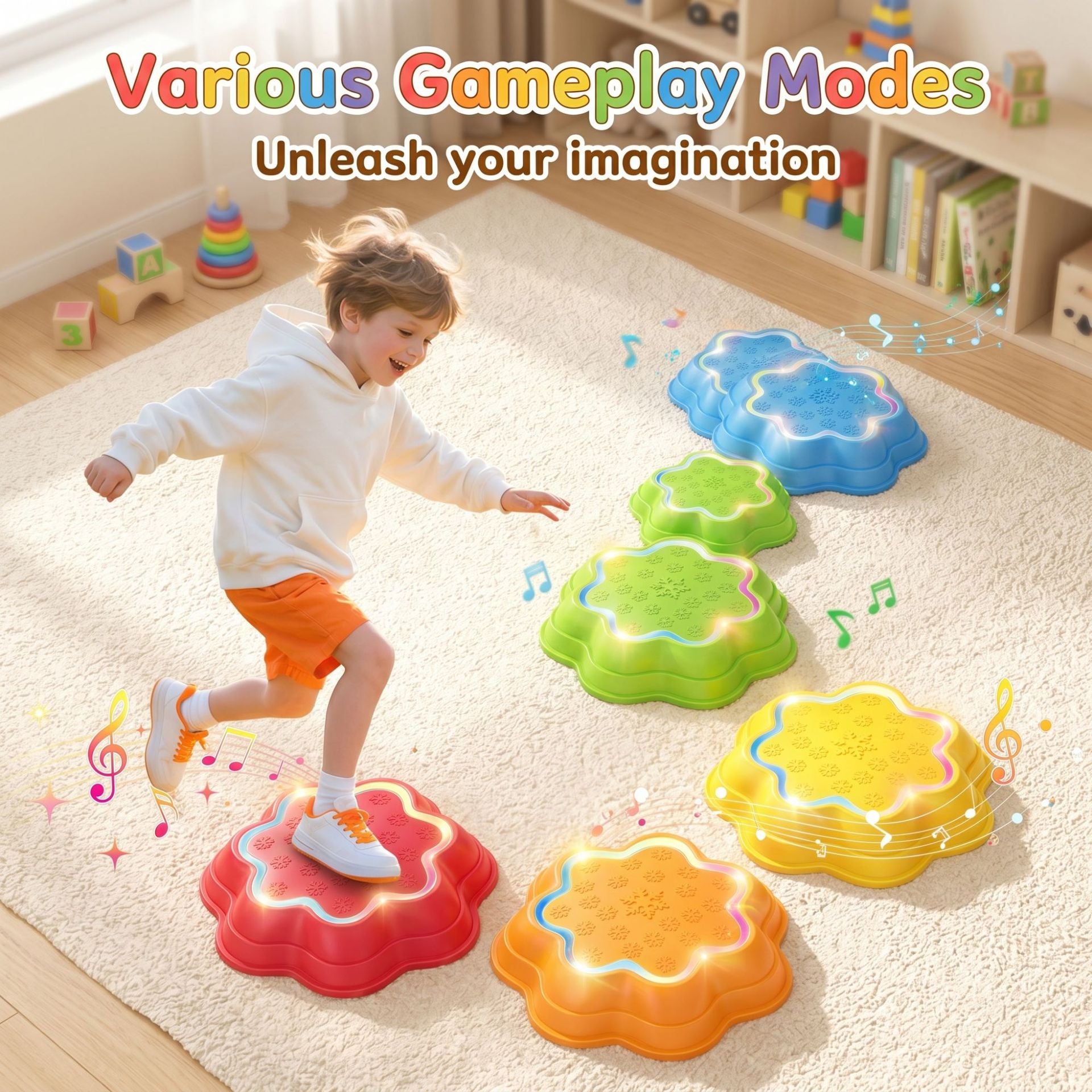 Musical Light Up Stepping Stones for Kids Balance Training
