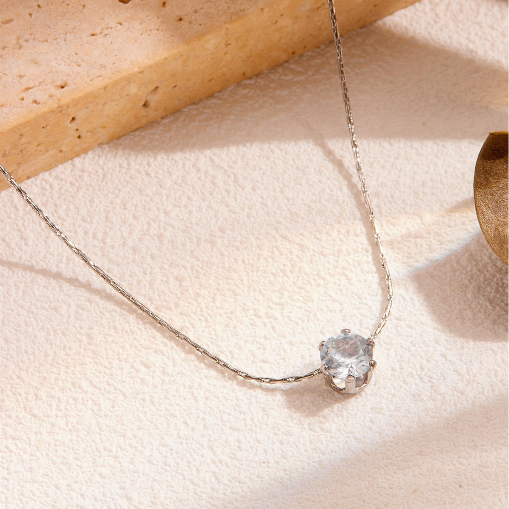 Geometric Zircon Titanium Steel Necklace