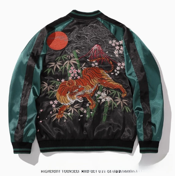 Spring and Autumn Chinese Style Heavy Industry Yokosuka Jacket Coat for Men and Women with Embroidered Nine-Tailed Fox Chinese Style Baseball Jacket Retro Personality
