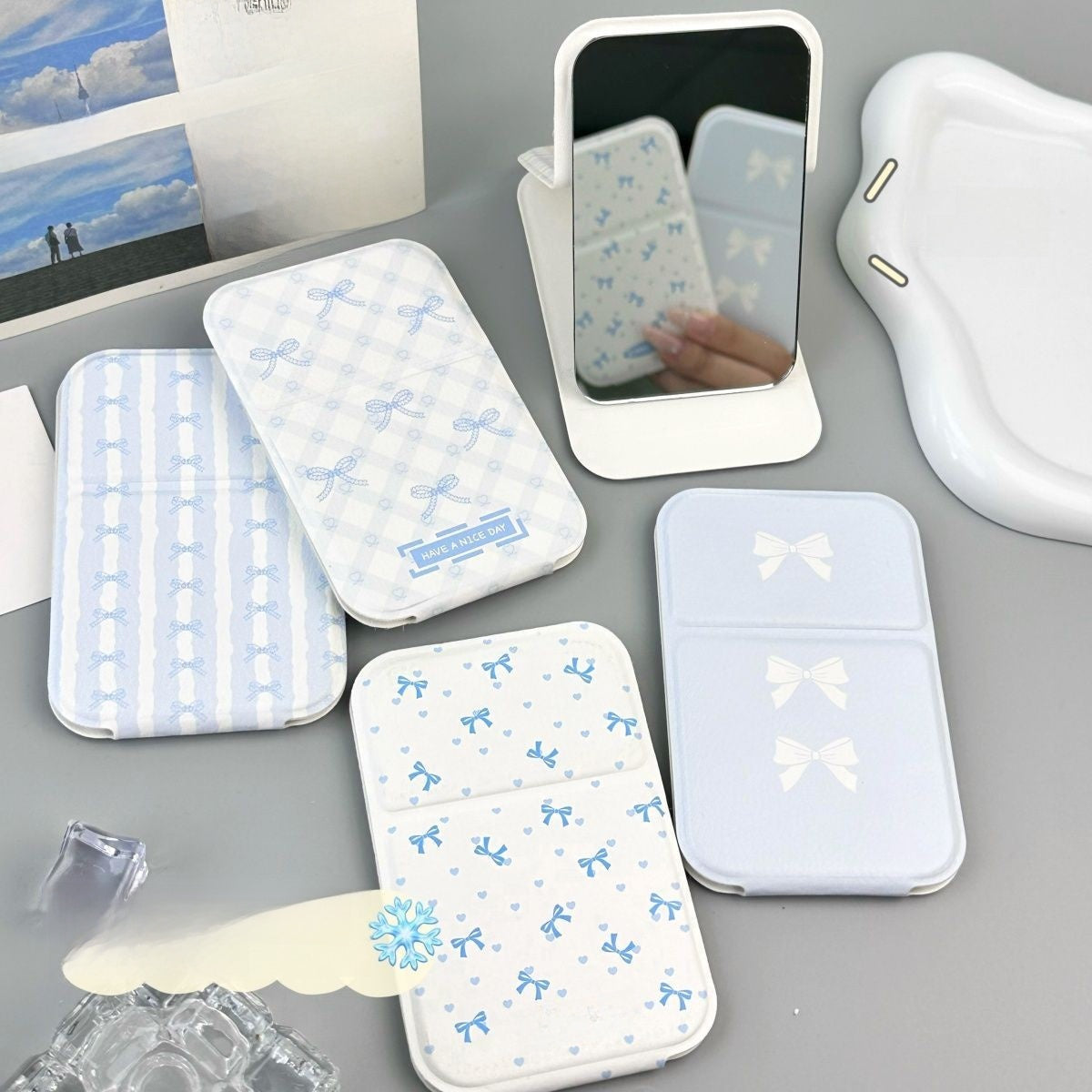 Portable Folding Makeup Mirror with Cute Designs