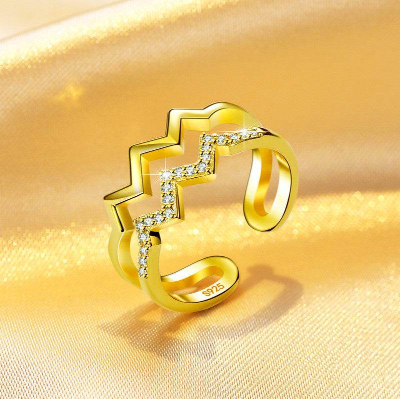Girls Double Layer Simple Micro-inlaid Opening Ring