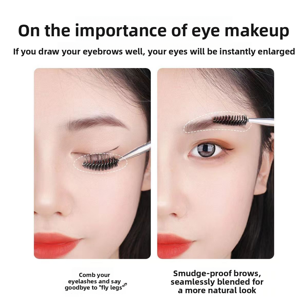 Dual Head Eyebrow Brush Spiral and Angled Makeup Tool