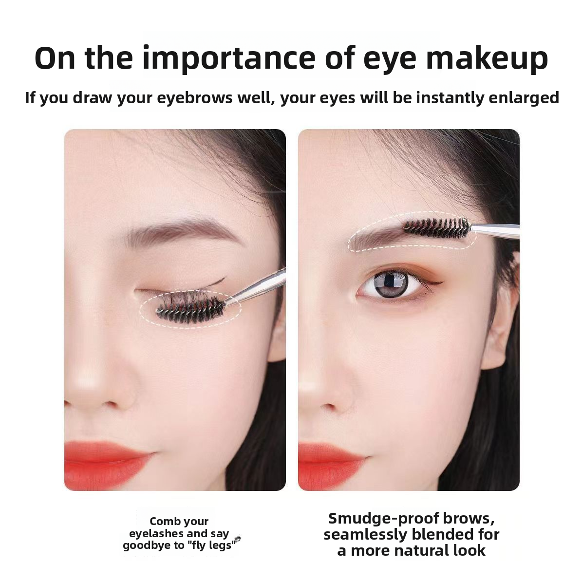 Dual Head Eyebrow Brush Spiral and Angled Makeup Tool