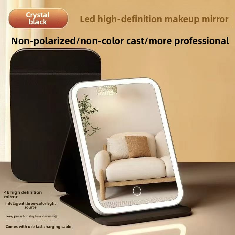 LED Makeup Mirror with Light Foldable Desktop