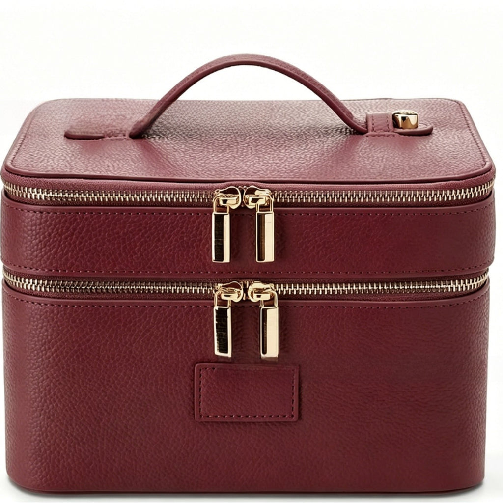 Double Layer PU Leather Makeup Bag