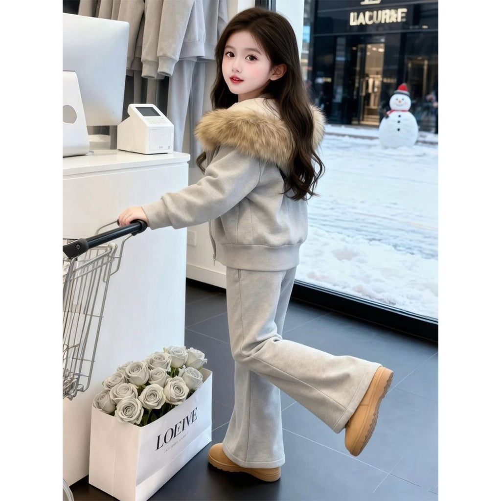 Girls Winter Fleece Jacket and Pants Set