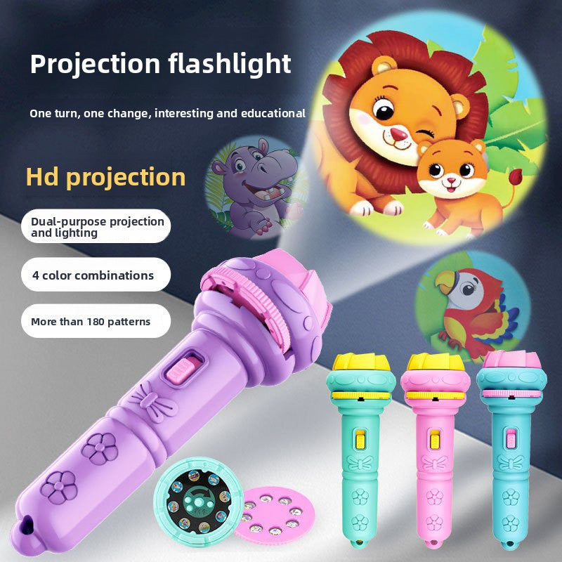 Cartoon Projection Flashlight for Kids Early Education
