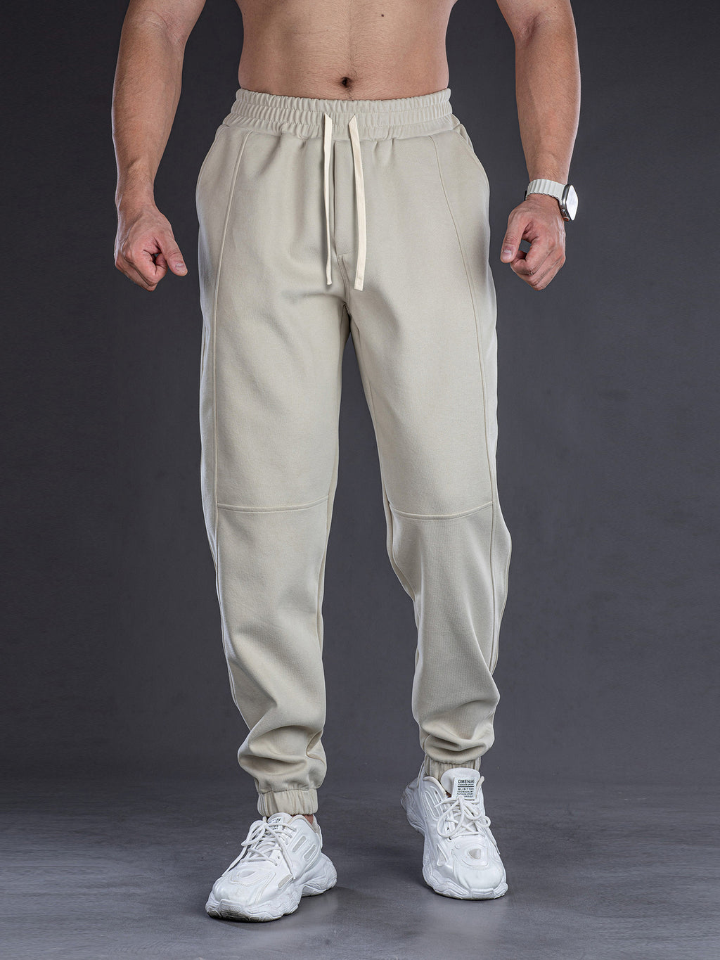 Men Solid Color Loose Fit Drawstring Sweatpants for Sports and Casual