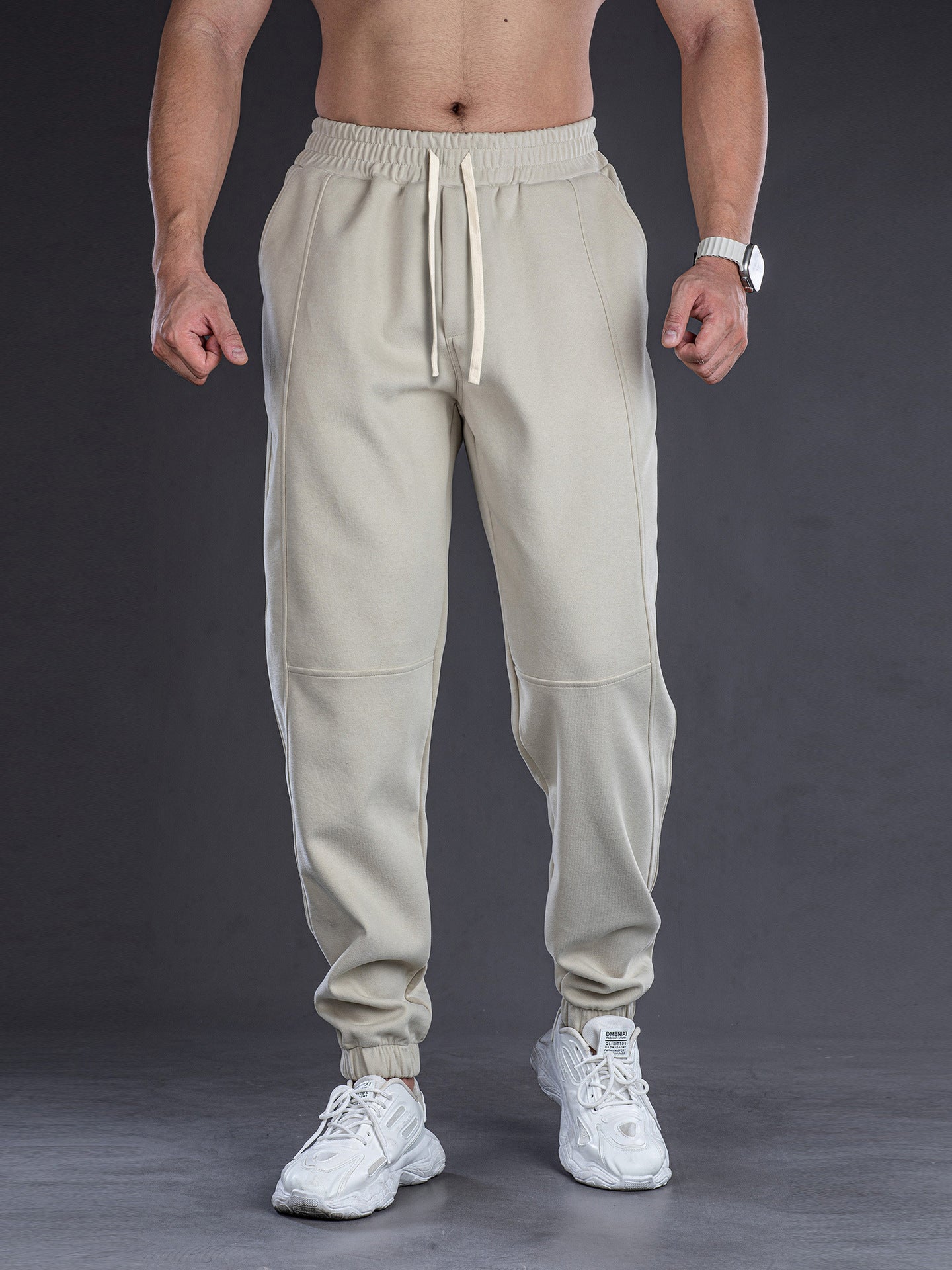 Men Solid Color Loose Fit Drawstring Sweatpants for Sports and Casual