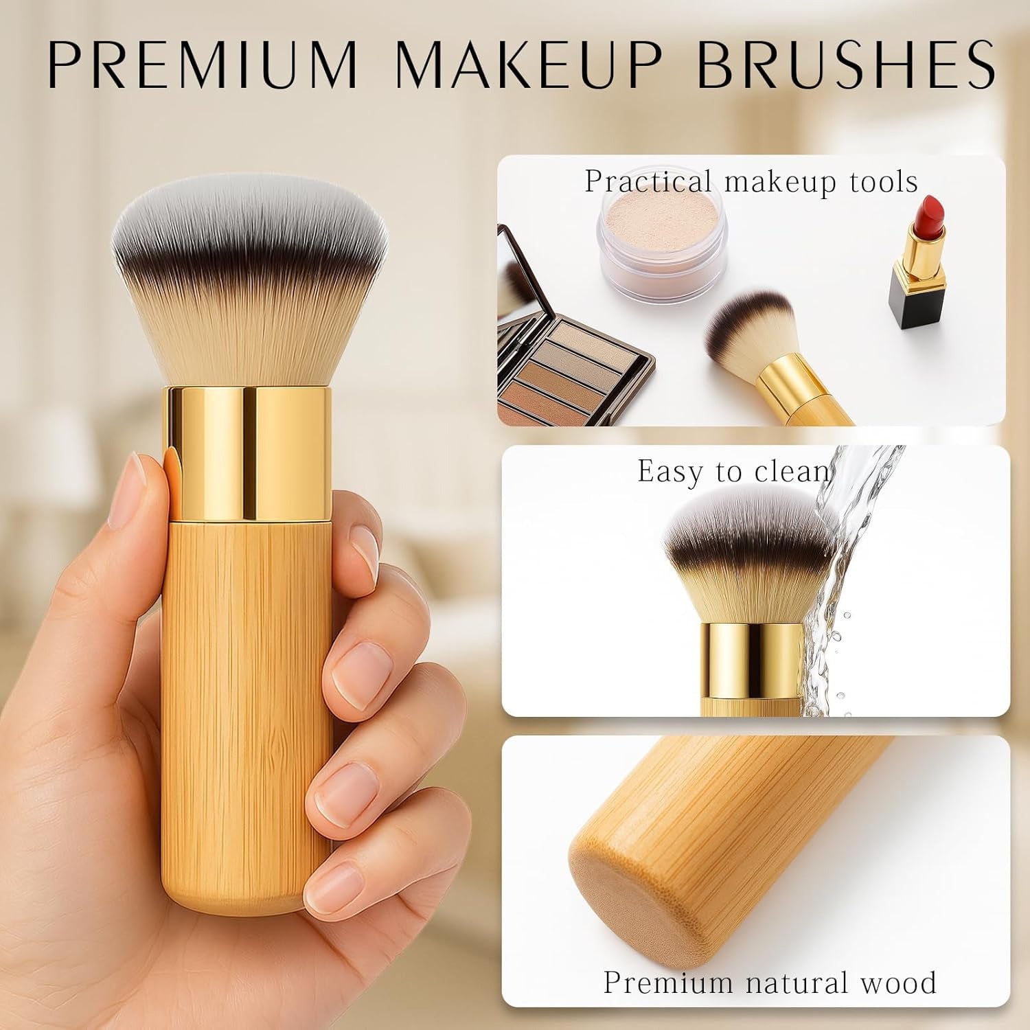 Wood Handle Makeup Powder brush