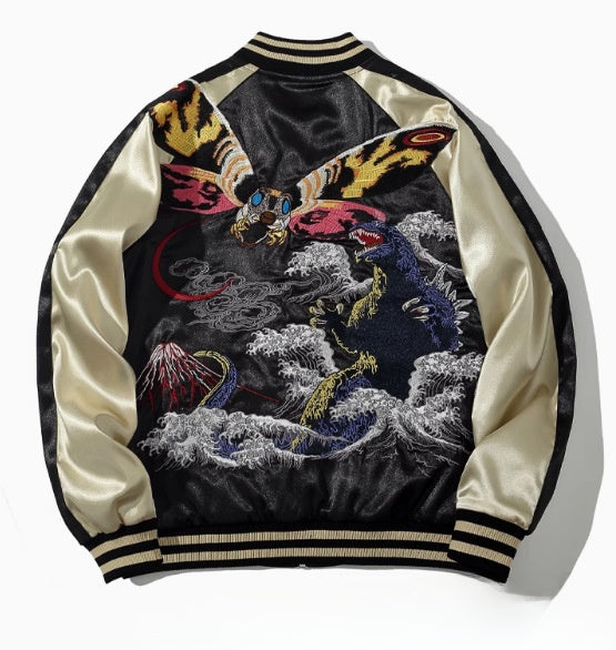 Spring and Autumn Chinese Style Heavy Industry Yokosuka Jacket Coat for Men and Women with Embroidered Nine-Tailed Fox Chinese Style Baseball Jacket Retro Personality