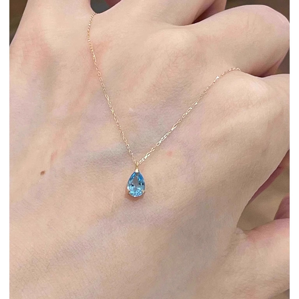 Aquamarine Water Drop Pendant Necklace