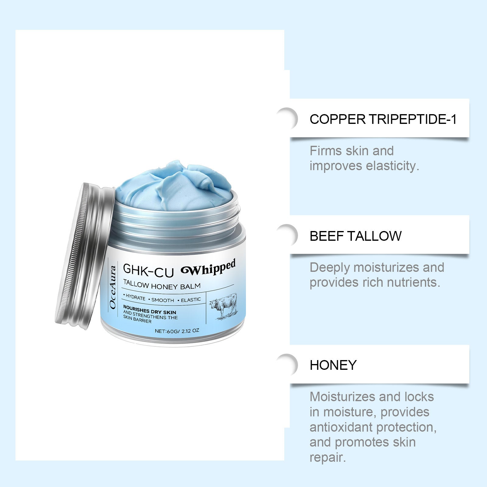 Oceaura Beef Tallow Honey Skincare Balm