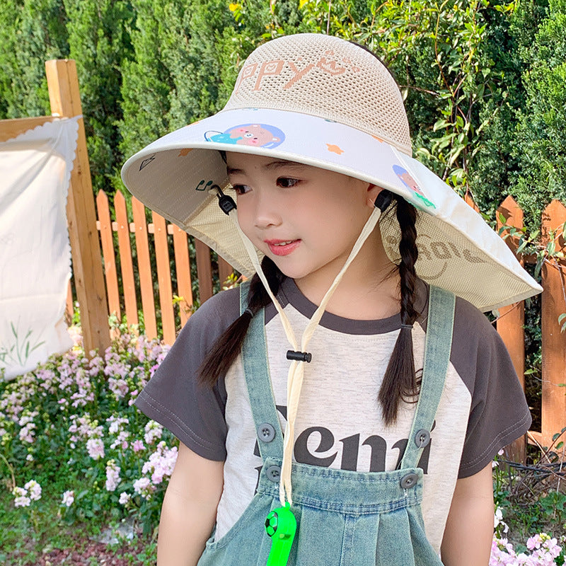 Kids USB Fan Sun Hat with Wide Brim