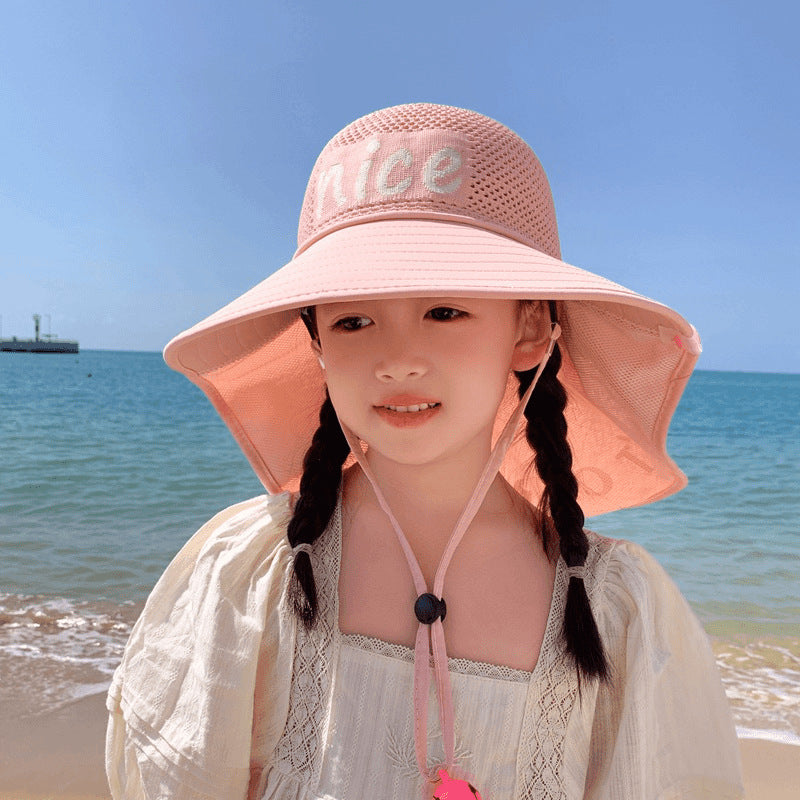 Kids USB Fan Sun Hat with Wide Brim