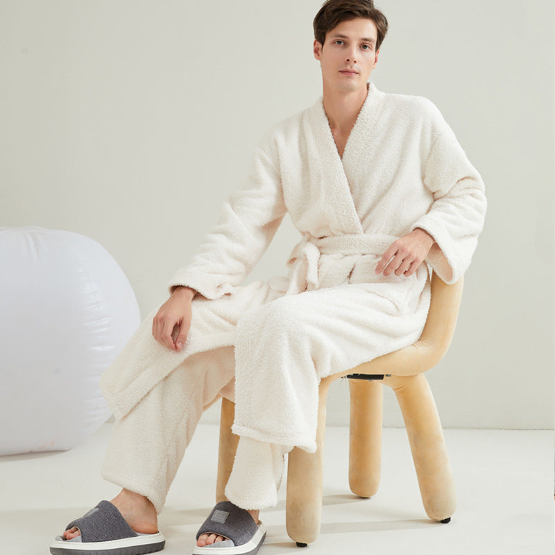 Coral Fleece Long Nightgown for Men and Women