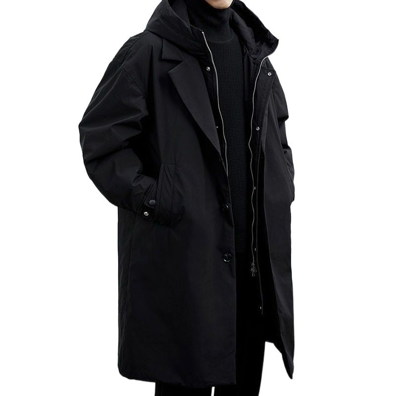 Mid-Length Hooded Trench Parka for Men