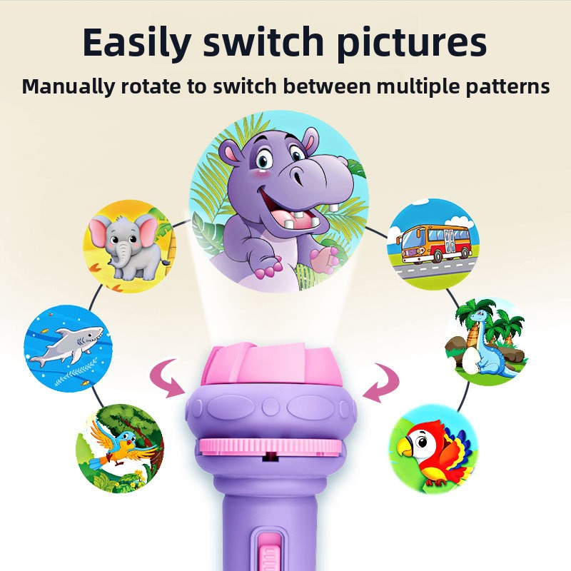Cartoon Projection Flashlight for Kids Early Education