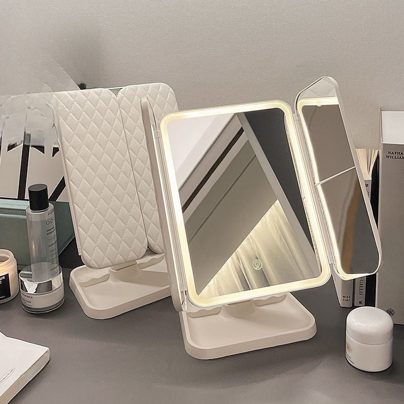 LED Makeup Mirror with Light Foldable Desktop