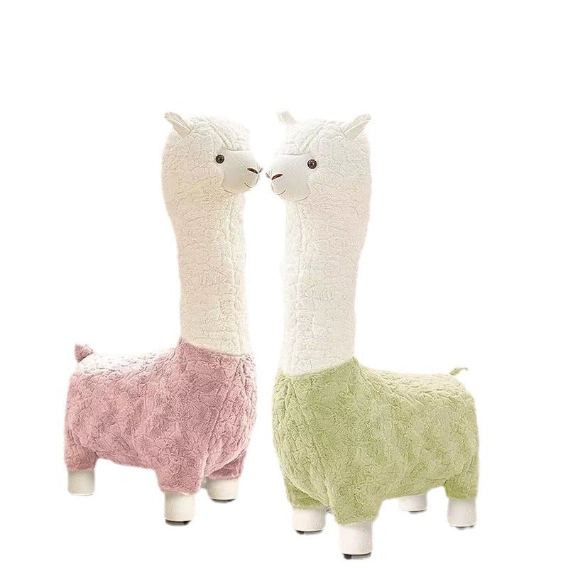 Plush Animal Stool with Wheels for Kids