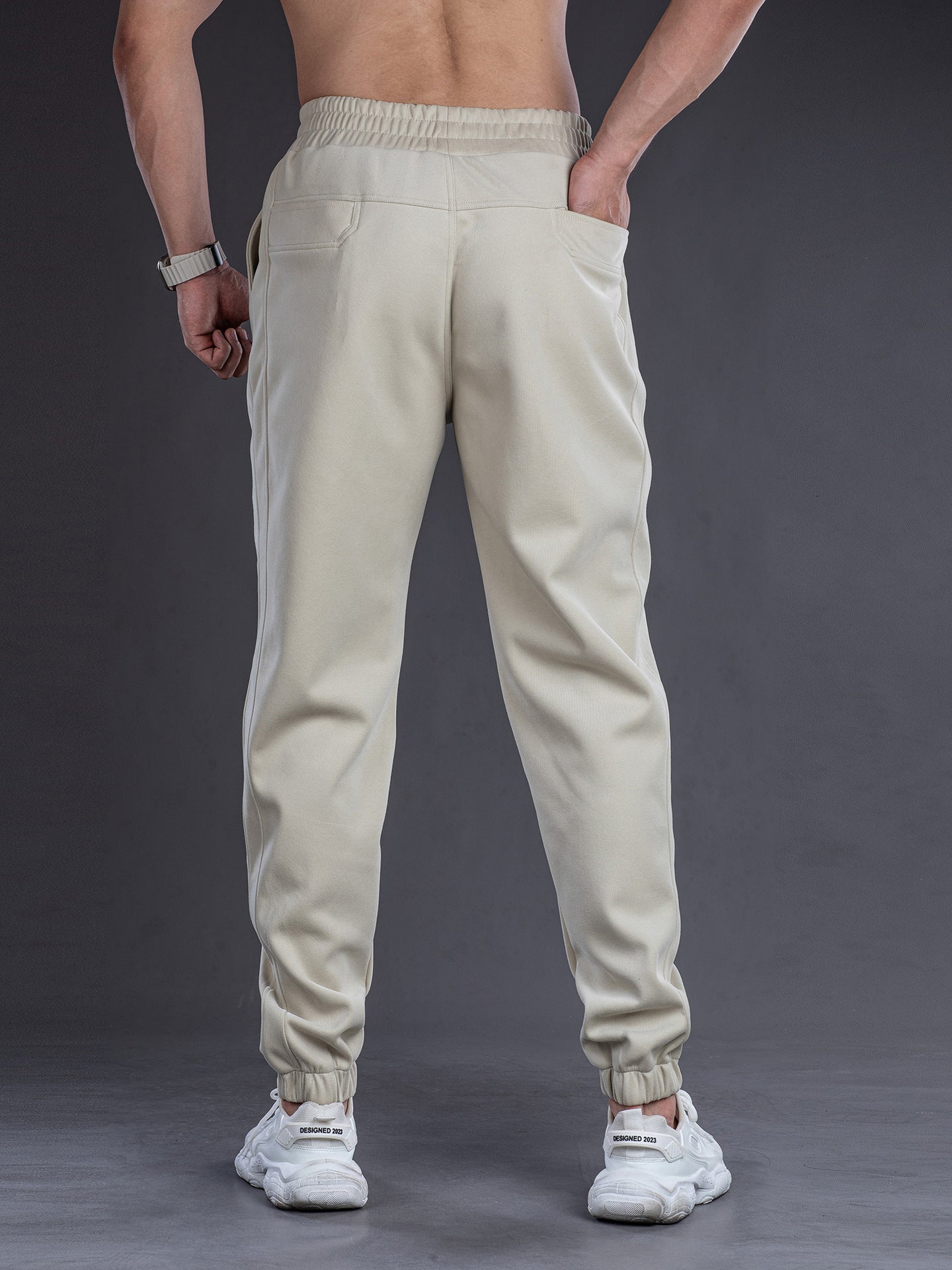 Men Solid Color Loose Fit Drawstring Sweatpants for Sports and Casual